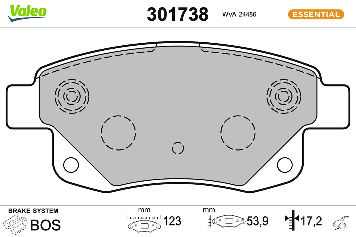Jeu de 4 plaquettes de frein VALEO ref. 301738